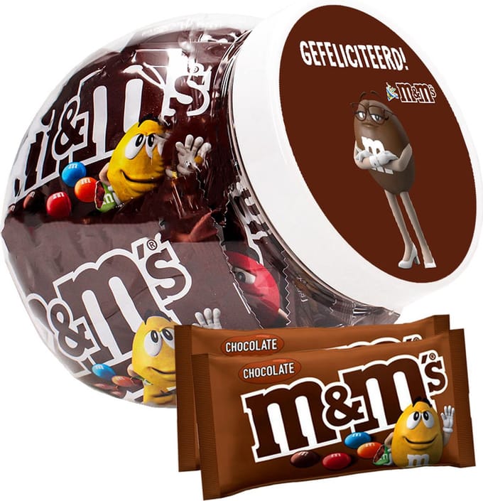 M&Ms Chocolade Gefeliciteerd - chocoladecadeau in herbruikbare pot - 450g