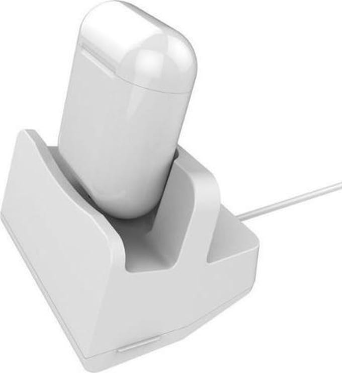 DrPhone 2in1 Docking – Telefoonhouder – Bureaustand– Geschikt voor iPhone & Airpods - Inclusief 1 meter Oplaadkabel – Wit