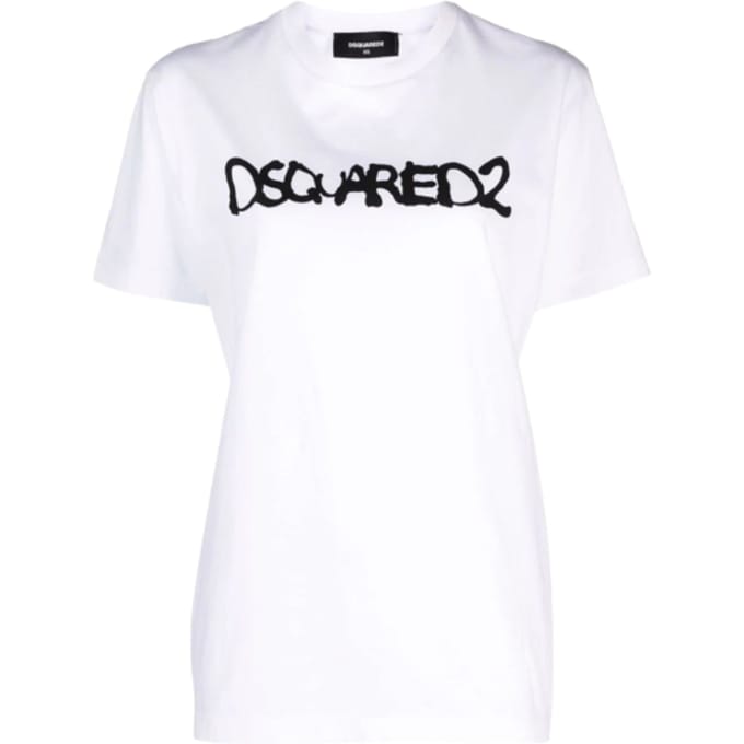 Dsquared2 Graffiti Spray Logo Wit T-shirt