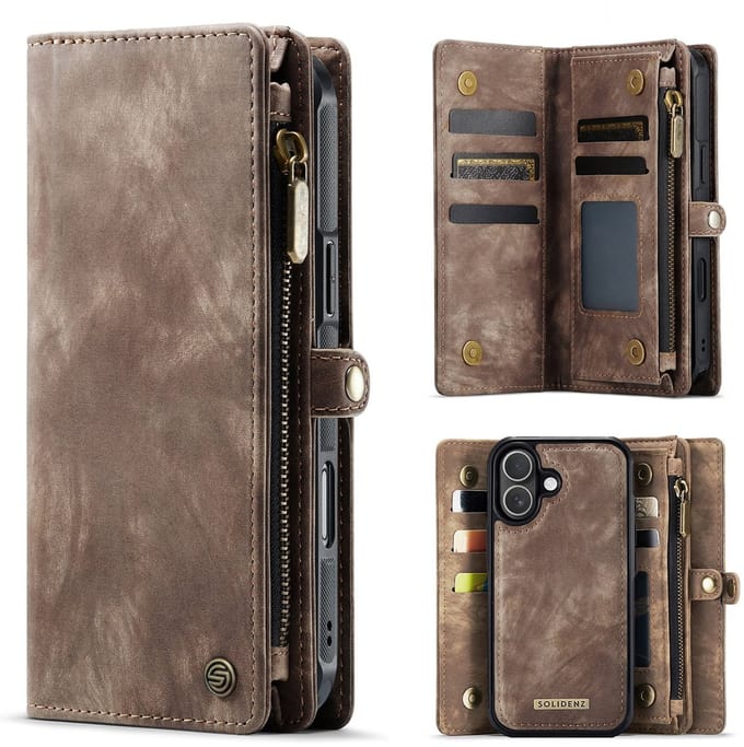 Solidenz Hoesje - Geschikt voor Apple iPhone 17 - Urban Wallet - Bruin