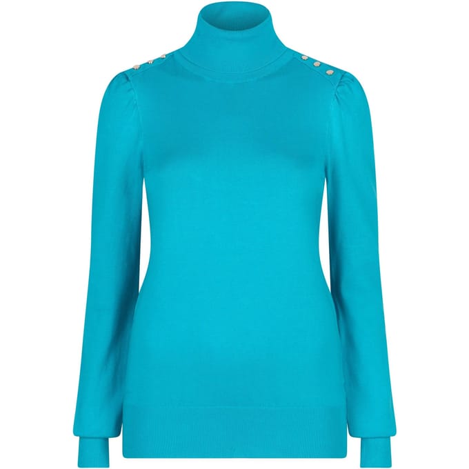 EsQualo Sweater Fancy Detail Shldr Basic Knit Peacock Blue Größe: XS | Pullover Outlet | Damen | Blau