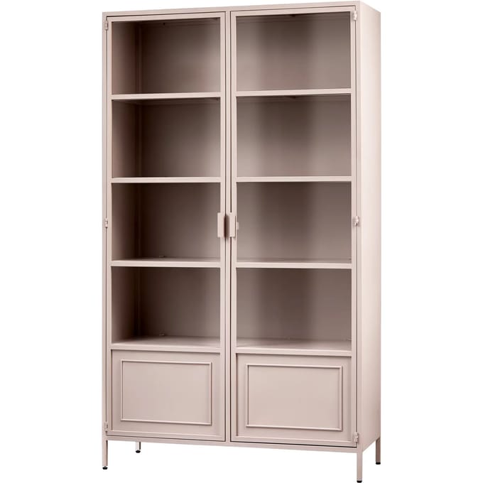 WOOOD Ronja Vitrinekast - Metaal - Soft Pink - 189x110x43