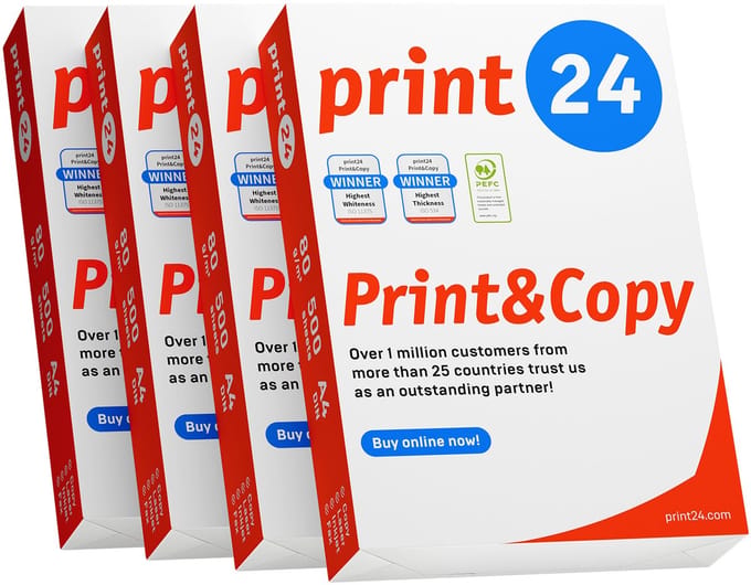 NIEUW: print24 Printerpapier Kopieerpapier 2000 Vel 4 x 500 A4 Premium Extra Wit CIE 160 Testwinnaar PEFC-gecertificeerd