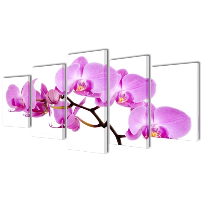 vidaXL - Canvas - muurdruk - set - orchidee - 200 - x - 100 - cm