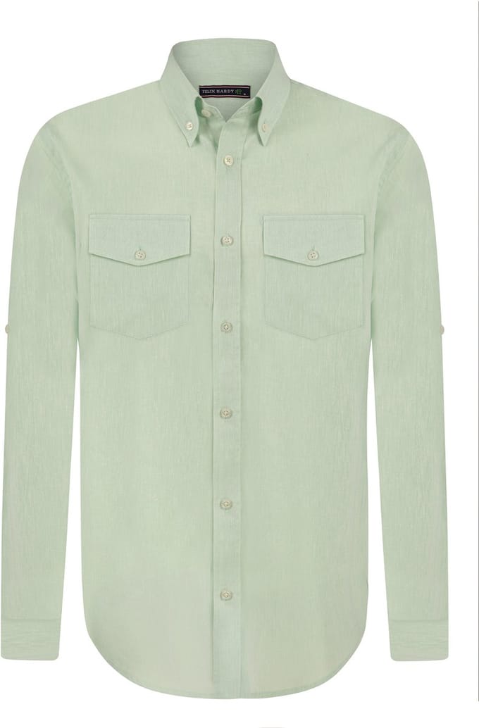 Felix Hardy Linnen Katoen Blend Shirt - Overhemd Heren Mint - S