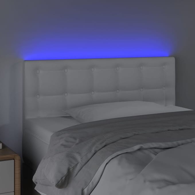vidaXL - Hoofdbord - LED - 90x5x78/88 - cm - kunstleer - wit