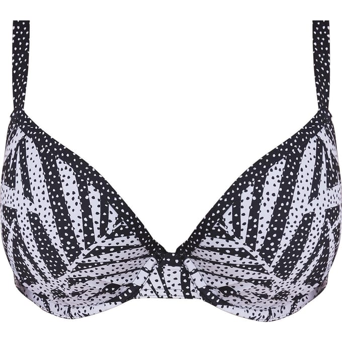 Freya - GEMINI PALM UW Moulded Plunge Bikini Top - MONOCHROME - Vrouwen - Maat 80F