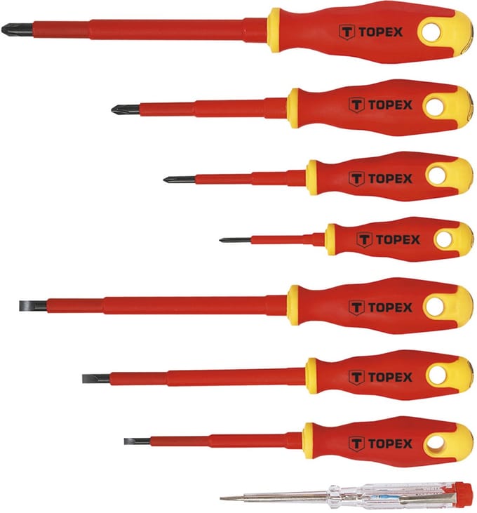 Topex - 1000V Schroevendraaier Set - Ergonomisch - 8-delig
