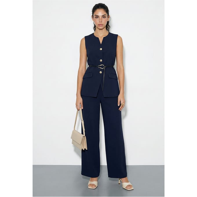 Hoge Taille V-Hals Geknoopte Twee-Stuk Co-ord Set