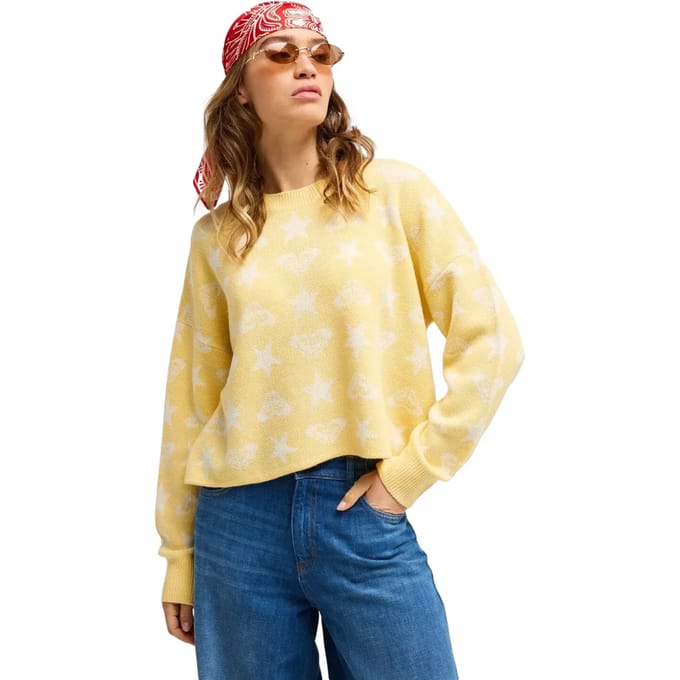Roxy Messy Stars Trui Geel XS Vrouw