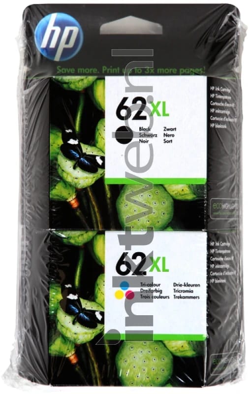HP 62XL Combo pack zwart en kleur (Origineel Hoge Capaciteit)