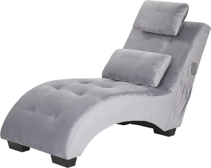 BELIANI SIMORRE - Chaise longue - Lichtgrijs - Universeel - Fluweel