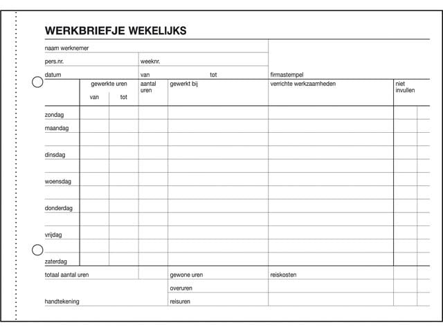 Werkbriefje Sigel Expres - A5 - Wekelijks - 50 Blad