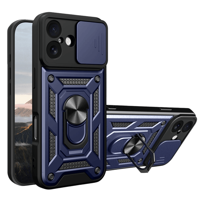 CaseBody Apple iPhone 17 Shield Case met Camera-schuif Blauw
