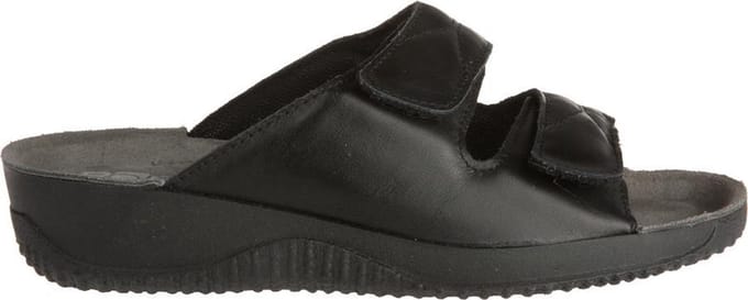 Rohde Leren Dames Slippers Slides Voorgevormd Voetbed - Zwart - 37