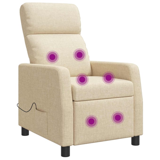 vidaXL - Massage - Relaxstoel - Crèmekleurig - Stof