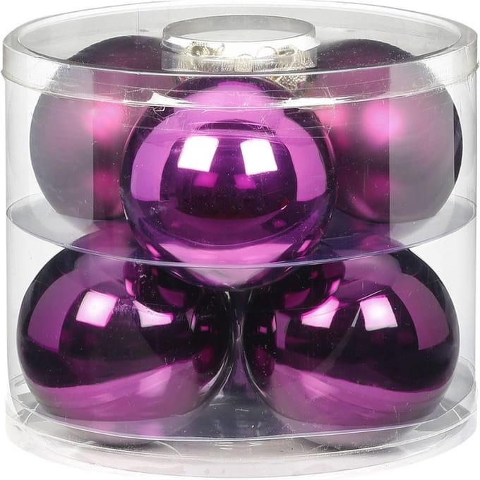 Inge Christmas Grote kerstballen - 6x st - paars - D10 cm - glas - kerstversiering
