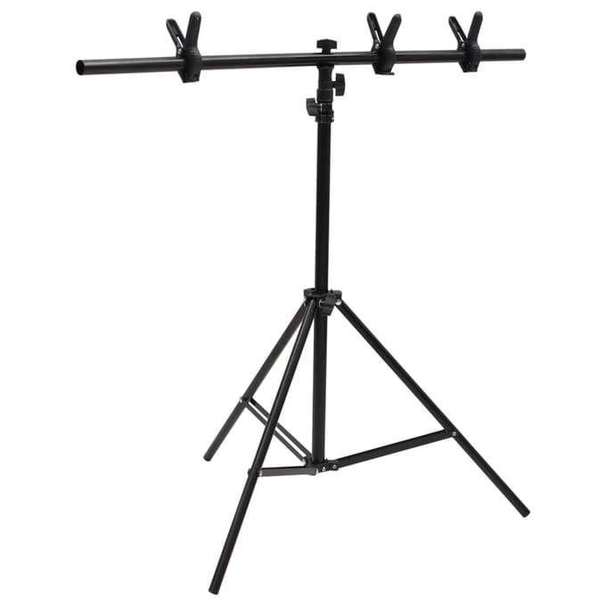 vidaXL - Achtergrondstandaard - T-vormig - 91x60x(70-200) - cm - zwart