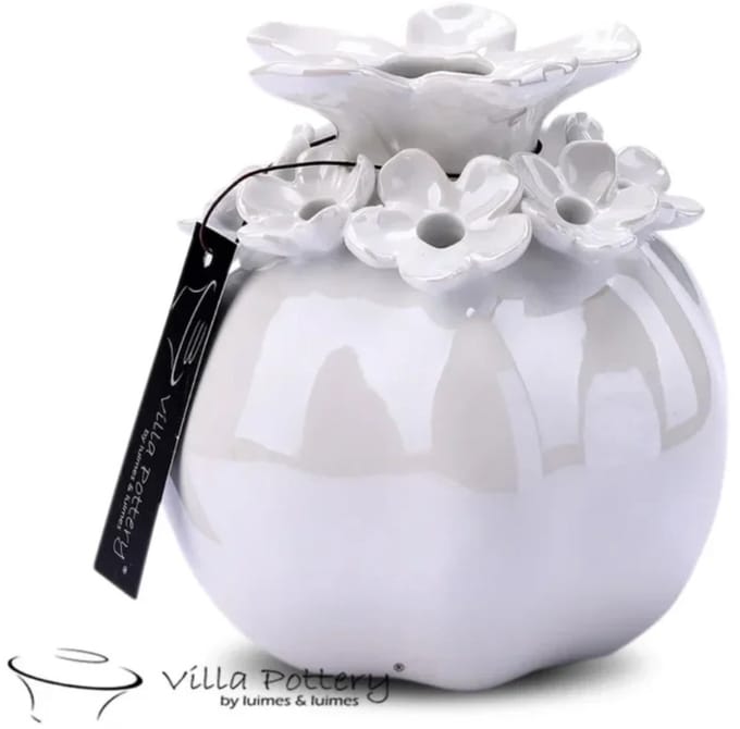 Creme parel bloemenvaas Patricia 14x14x15