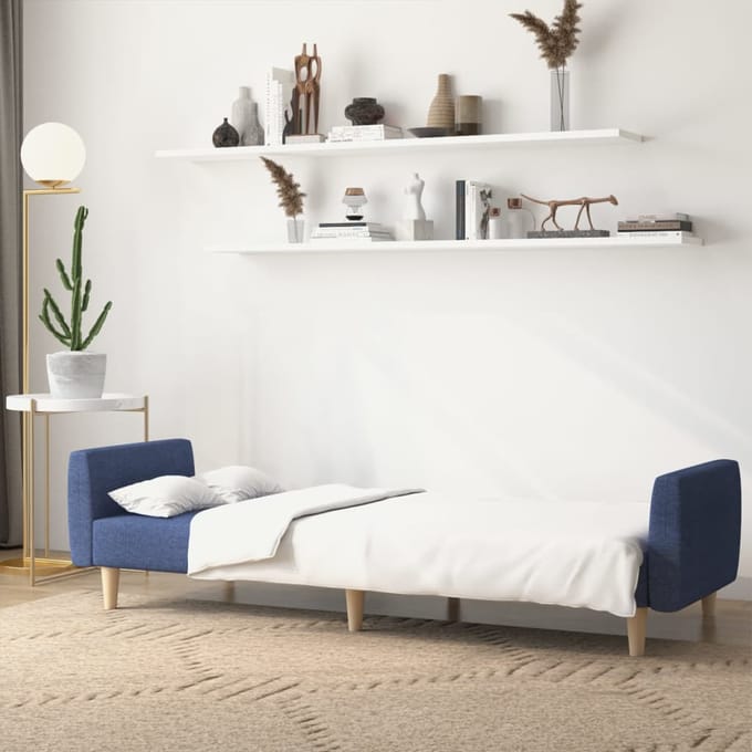 vidaXL - Slaapbank - 2-zits - stof - blauw