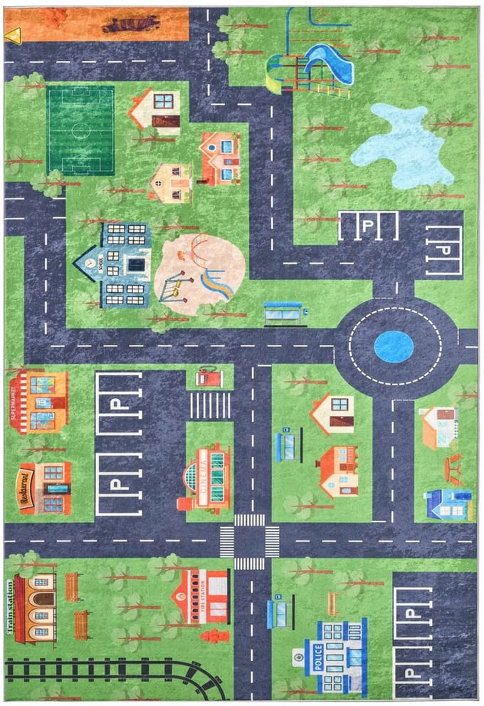 sweeek - Kindertapijt met print van mini-stad voor binnen gebruik - viny