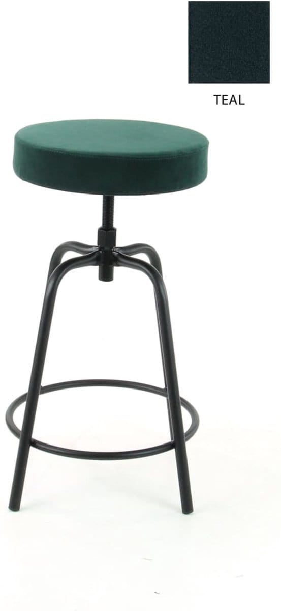 Workliving Barkruk Laag Rond - Velvet Teal - 60-68 CM