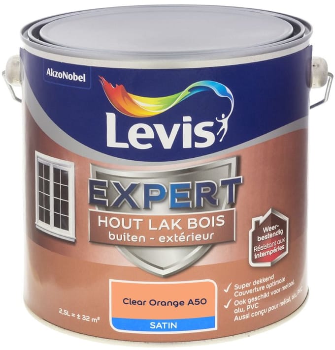 Levis - Expert Hout Lak Buiten Satin Mix - Clear Orange A50 - Mengverf - 2,5 L