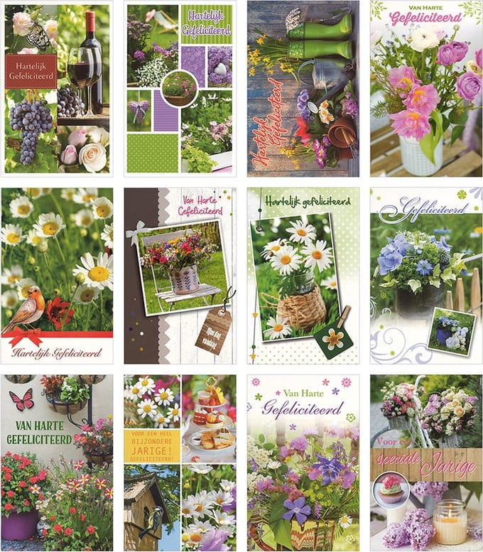 MGPcards - 12 wenskaarten met envelop - Gefeliciteerd