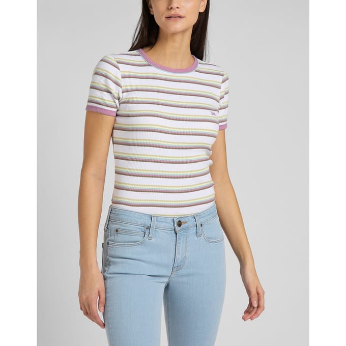Lee Dames Stripe Tee shirt - Maat L - Gemengde Kleuren