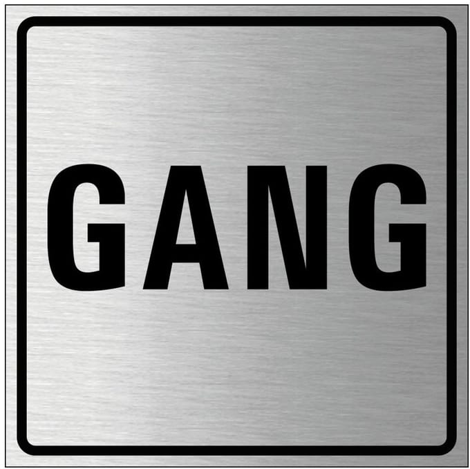 Gang bordje, geborsteld aluminium 100 x 100 mm