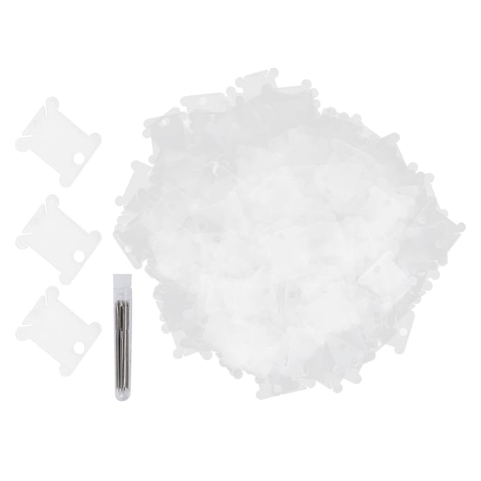 300 Pièces Bobines de Fil Plastique Transparent Point de Croix Plaque d'Enroulement Outils de Broderie white