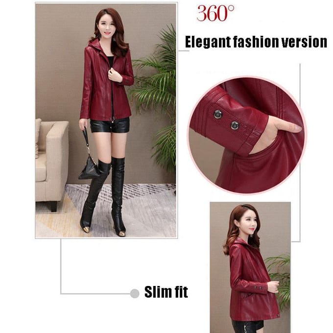 Veste en cuir de mouton pour femme automne hiver grande taille veste en cuir véritable veste de moto à capuche mince manteaux en peau de mouton L noir