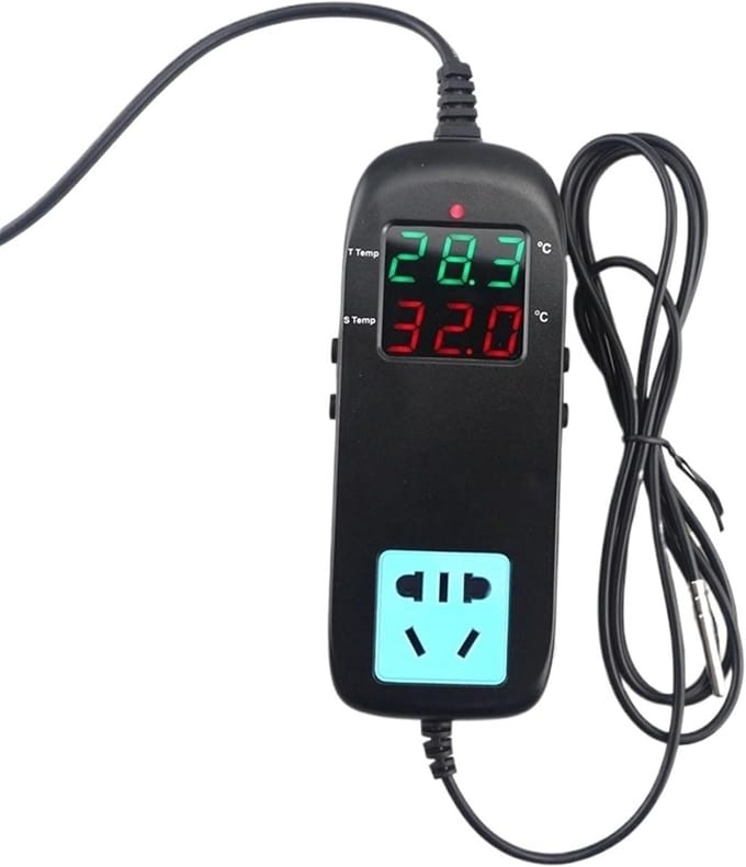 Intelligente Temperatuurcontroller - Thermostaat Microcomputer - Temperatuur Regelen - Dubbel LED Display - 15.5 x 6 x 2.8 cm - Zwart