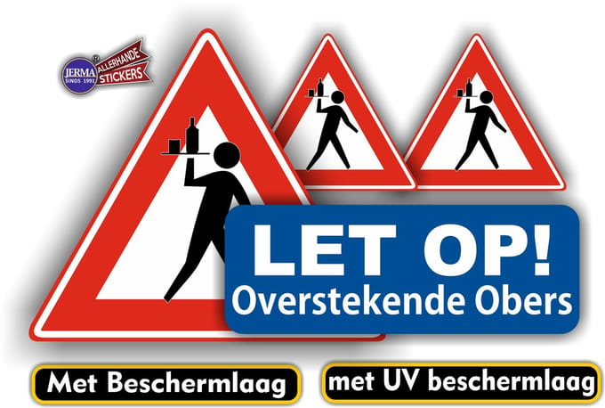 Jerma - Stickers - Overstekende Obers – Set 4st - 20 cm - 17.5x6 cm - 2 van 8 cm - Weerbestendig