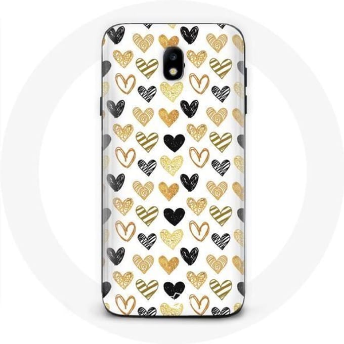 Coque pour Samsung Galaxy S4 Fond de texture abstraite coeurs noir jaune et gris