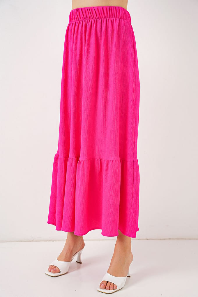 Gestructureerde Maxi Tricot Rok met Elastische Taille