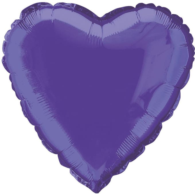 Folieballon - Hartvormig - Ballon - Hart - Paars - 45Cm - Leeg.