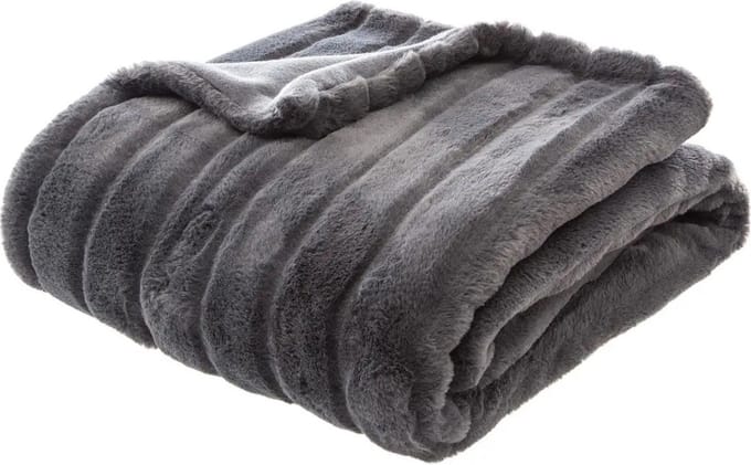 Atmosphera Plaid/deken Manoir - donker grijs - 120 x 160 cm - polyester - sprei