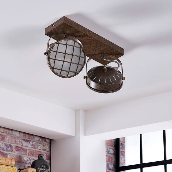 Lindby - buitenspot - 2lichts - Metaal, glas - H: 18 cm - G9 - roest, wit