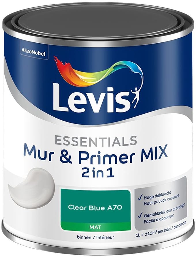 Levis - Essentials Mur & Primer Mix - Clear Blue A70 - Mengverf - 1 L