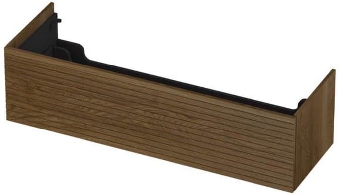 INK - Onderkast 1 Lade Push 2 Open Horizontaal Gefreesd Bestaande Uit - 1400x450x376 Mm - Massief Eiken Ash Grey