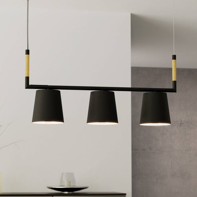 EGLO Lacey hanglamp - E27(excl) - 78 cm - Hout|Staal - Zwart|Bruin