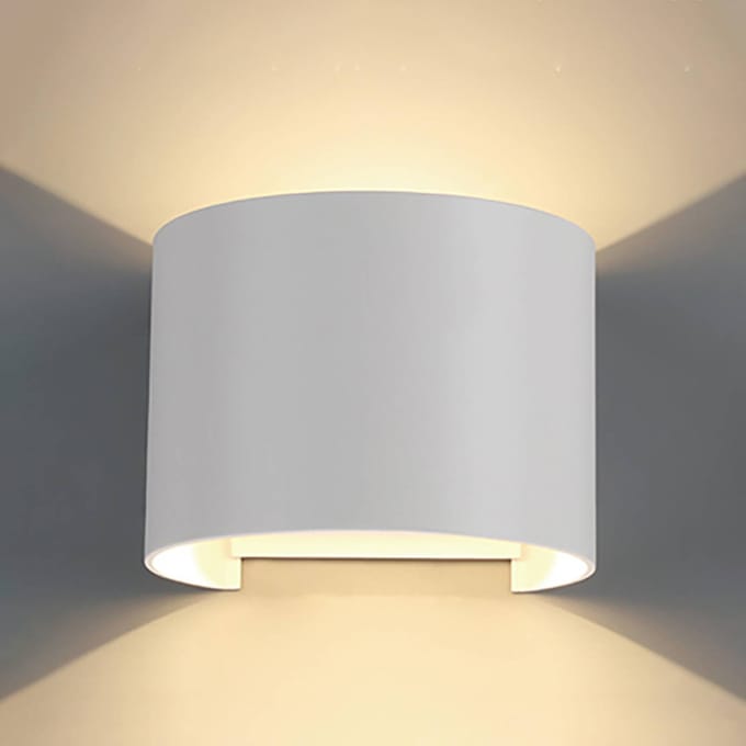 Mantra Iluminación Buitenwandlamp Davos rond, wit, dimbaar, aluminium
