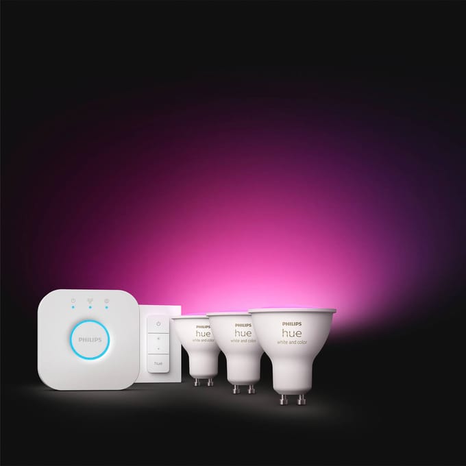 Philips Hue starterkit - wit en gekleurd licht - 3 lampen - 1 dimmer switch - GU10