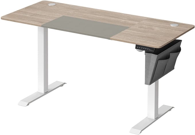 MAZAZU - Bureau - Verstelbaar in hoogte - Wit en Grijs - 140x60x72/120