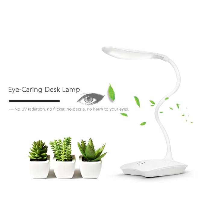 Decdeal Dimbare LED Touch Control Bureaulamp Lamp USB Voor Werken Kamperen gray