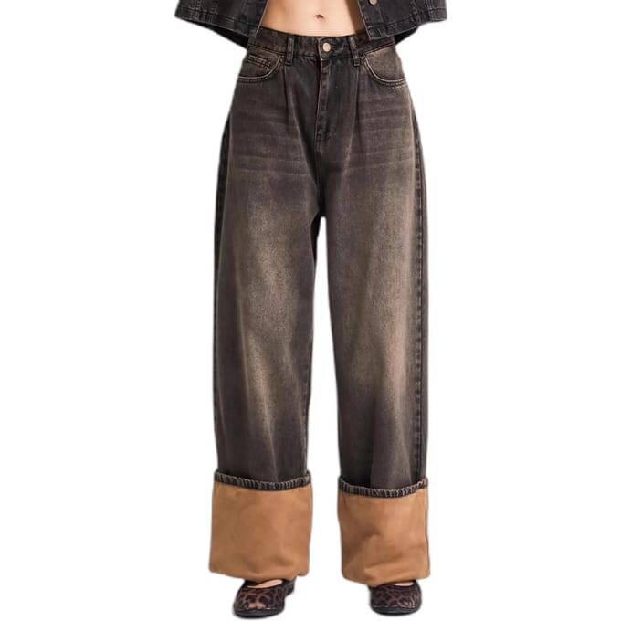 It's Basic - Baggy Mid Rise Jeans - Coffee