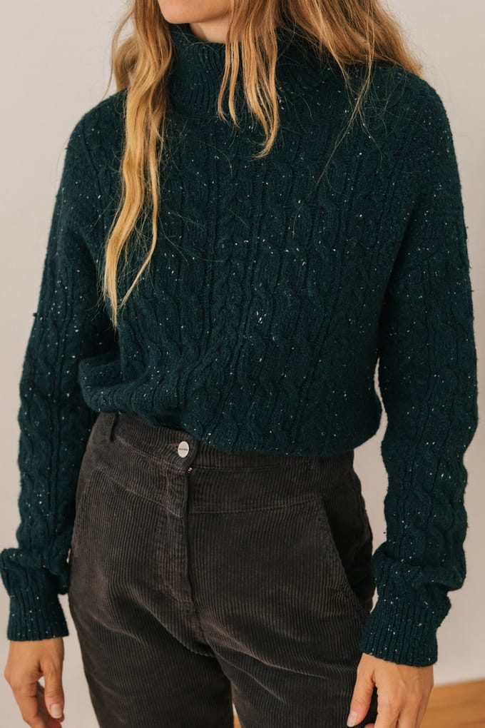 TWOTHIRDS Tahanea Knit Dark Green Neps Maat: L | Sweaters Outlet | Dames | Groen