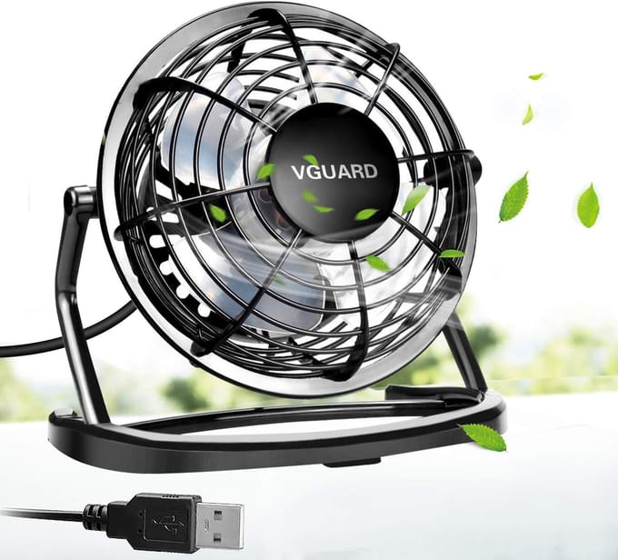 USB Tafelventilator – Stil – Compacte Ventilator – 360° Verstelbaar – 1,5m USB Kabel – Zwart