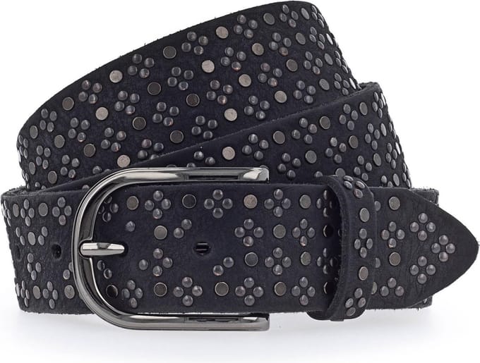 b.belt Leren Riem Nietengürtel W75 Black Zwart